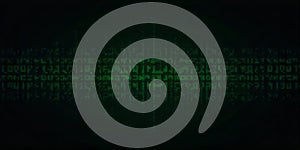 Abstract Green Digital Code Background Data Stream Binary Code Technology Cybersecurity Network
