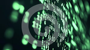 Abstract Green Digital Code  Binary Data  Programming  Technology Background