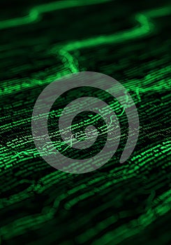 Abstract Green Digital Data Flow Background
