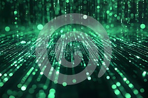 Abstract Green Digital Data Flow Visualization