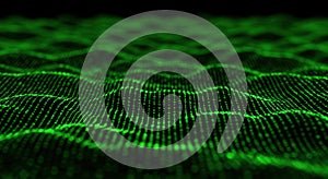 Abstract Green Binary Data Wave Background