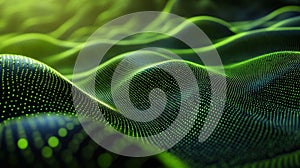 Abstract Green Digital Wave Data Landscape