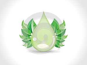 Abstract green drop with leaf
