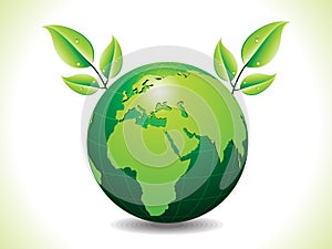 Abstract green eco globe with leaf