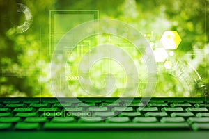 Abstract green eco technolgy business concept with keyboard
