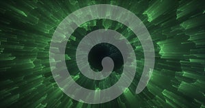 Abstract green energy magical glowing spiral swirl tunnel