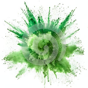 Abstract Green Explosion Isolated on White Background