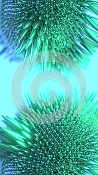 Abstract green ferrofluid stylized liquid shapes. Minimal art style. 3d rendering digital illustration