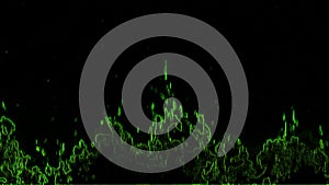 Abstract green flames on a black background