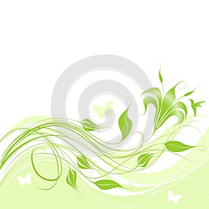 Abstract green floral patterns