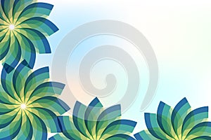 Abstract green flowers frame background vector image design