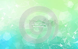 Abstract Green Geometric Polygonal background molecule and communication. Connected lines with dots. Concept of the science,