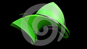 Abstract green and glass icon on black background - 3D rendering illustration