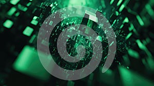 Futuristic digital network processing data blocks in cyberspace