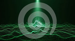 Abstract Green Glowing Digital Landscape Futuristic Data Visualization Background