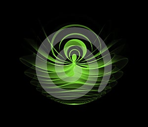 Abstract green glowing motive isolated over black background