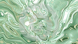Abstract Green and Gold Swirls Liquid Background