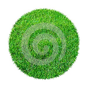 Abstract green grass texture for background. Circle green grass pattern isolated on white background with clipping path