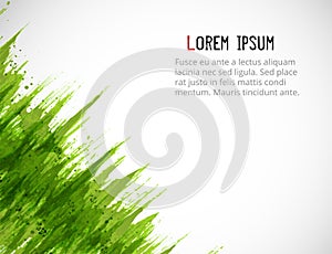 Abstract green grunge background with place for your text. Green grass on white background. Vector illustration.