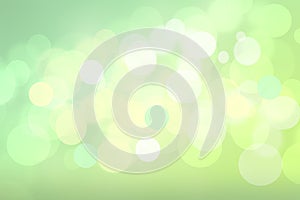 Abstract green illustration. Abstract colorful gradient light green yellow and white bokeh lights background texture. Space