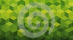 Abstract Green Isometric Cube Pattern Background