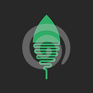 Abstract green leaf and dynamic spiral flowing lines combining eco and tech logo, for eco technology branding, bio product labels photo