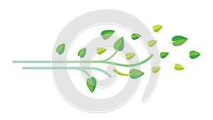 Abstract Green Leaves with Wind Swirls, vector design Generative AI