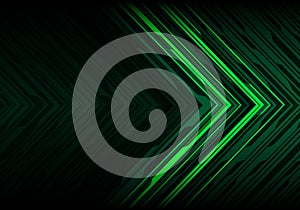 Abstract green light black line arrow polygon futuristic direction design modern technology background vector