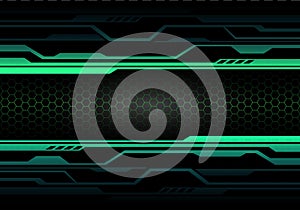 Abstract green light circuit on black with hexagon mesh design modern futuristic technology background vector