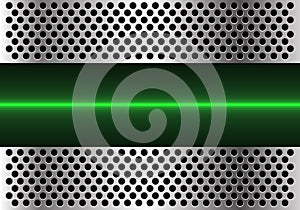 Abstract green light line technology in metal circle mesh design modern futuristic background vector