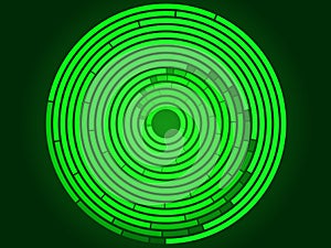 Abstract green light ray burst vector background and neon circle design