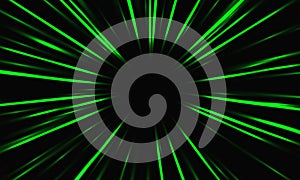 Abstract green light zoom speed dynamic on black technology futuristic background vector