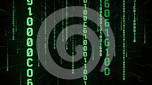 Green code matrix background for cyber security and software design