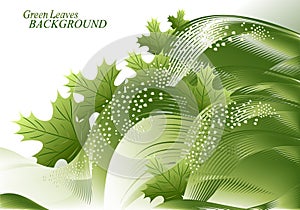 Abstract green monochrome background with leaves. EPS10 vector illustration