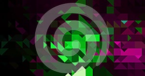 Abstract green mosaic shape triangle realistic polygonal bright glowing gradient pattern on dark