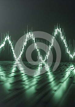 Abstract Green Neon Graph Data Visualization Background