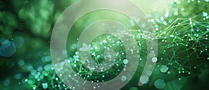 Abstract Green Network with Glowing Nodes