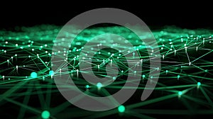 Abstract Green Network Plexus Structure Connection - High Tech Visualization Background