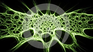 Abstract Green Neural Network Structure Glowing on Black Background