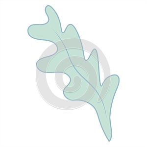 Abstract green oak leaf. Vector illustration icon in flat design. Decorative plant element to decorate the composition