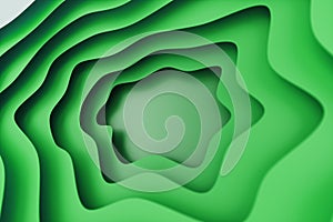 Abstract green paper cut background, paper cut template. 3D paper relief effect for your design layout, presentation