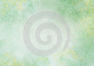 Abstract green pastel watercolor stains background on watercolor paper textured for design templates invitation card
