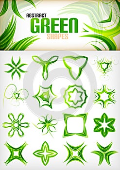 Abstract green pattern shapes set