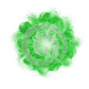 Abstract green powdered splash as a round frame.