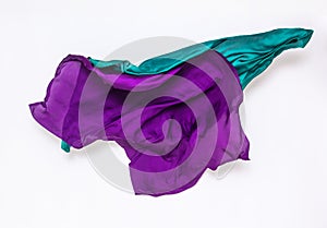 Abstract green and purple fabric in motion