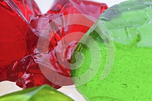 Abstract green and red jello