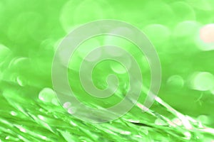 Abstract green shiny mylar strips with blurry background