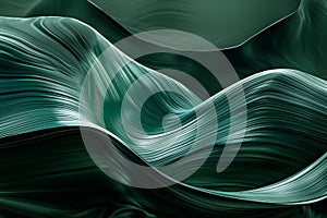Abstract Green Silk Fabric Waves Texture