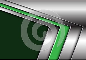 Abstract green silver arrow with dark blank space design modern futuristic background vector