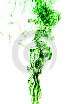 Abstract green smoke on white background, smoke background,green ink background,green, beautiful color smoke